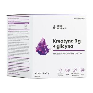AURA HERBALS Kreatin monohidrat 3 g + Glicyne v vrečkah (30 kosov) - Viking Supplements