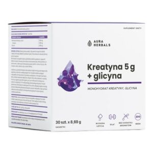 AURA HERBALS Kreatin monohidrat 5 g + Glicyne vrečke (30 kosov) - Viking Supplements