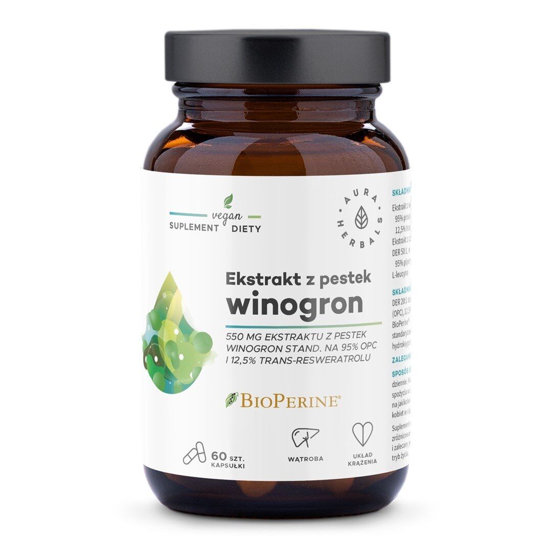 AURA HERBALS OPC 95% – izvleček grozdnih pešk (50 kapsul) – Viking Supplements