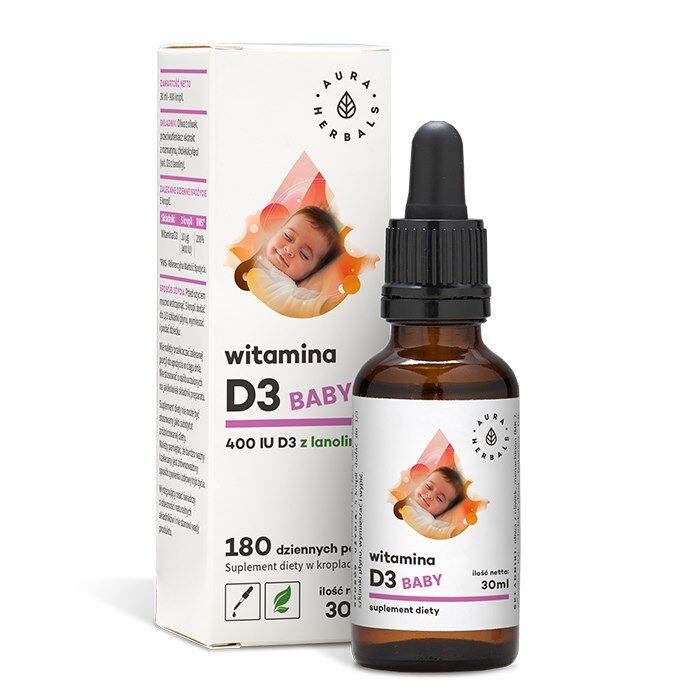 AURA HERBALS Vitamin D3 400 IU za dojenčke (30 ml / 1 fl. oz.) - Viking Supplements