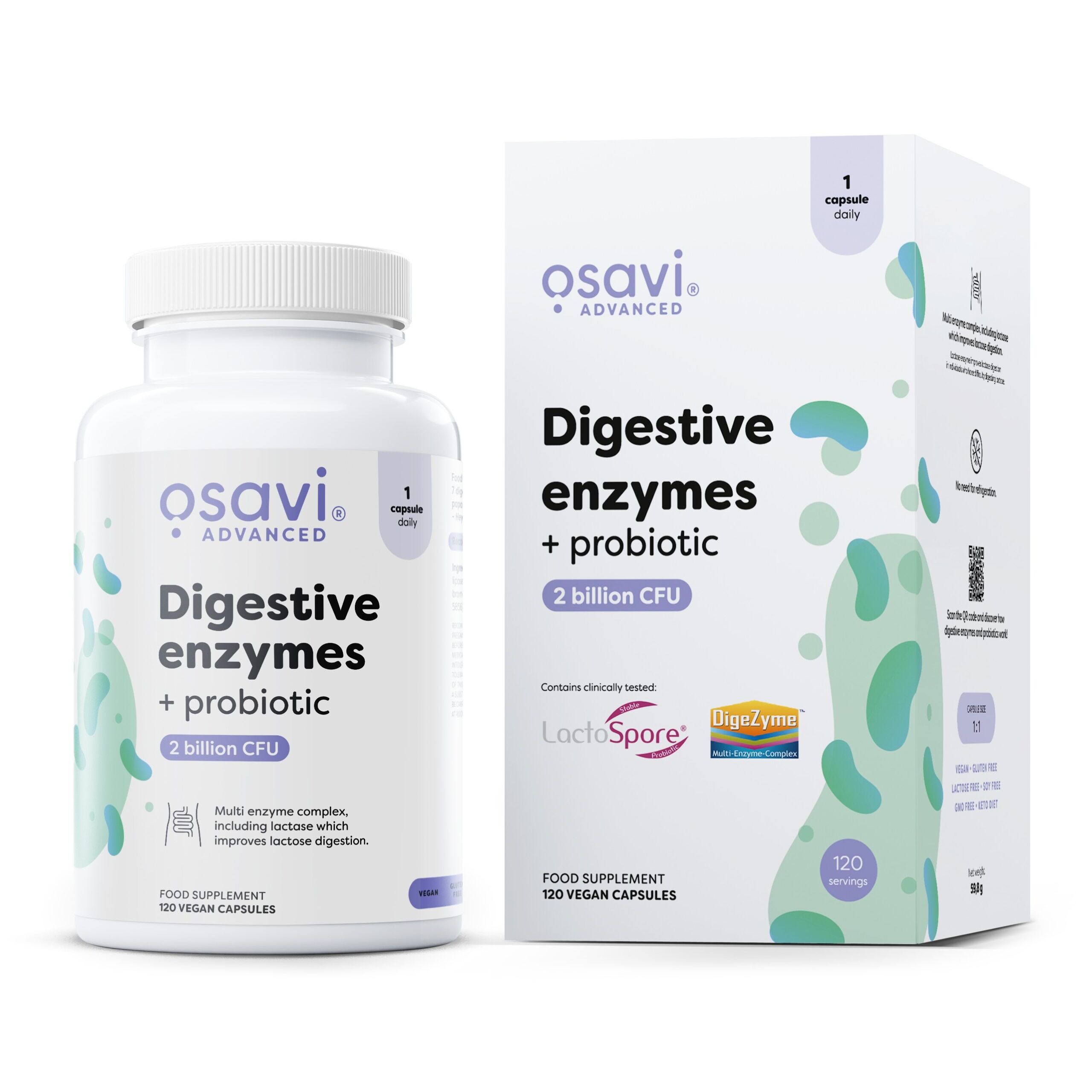 Prebavni encimi + probiotiki – 120 veganskih kapsul – Viking Supplements