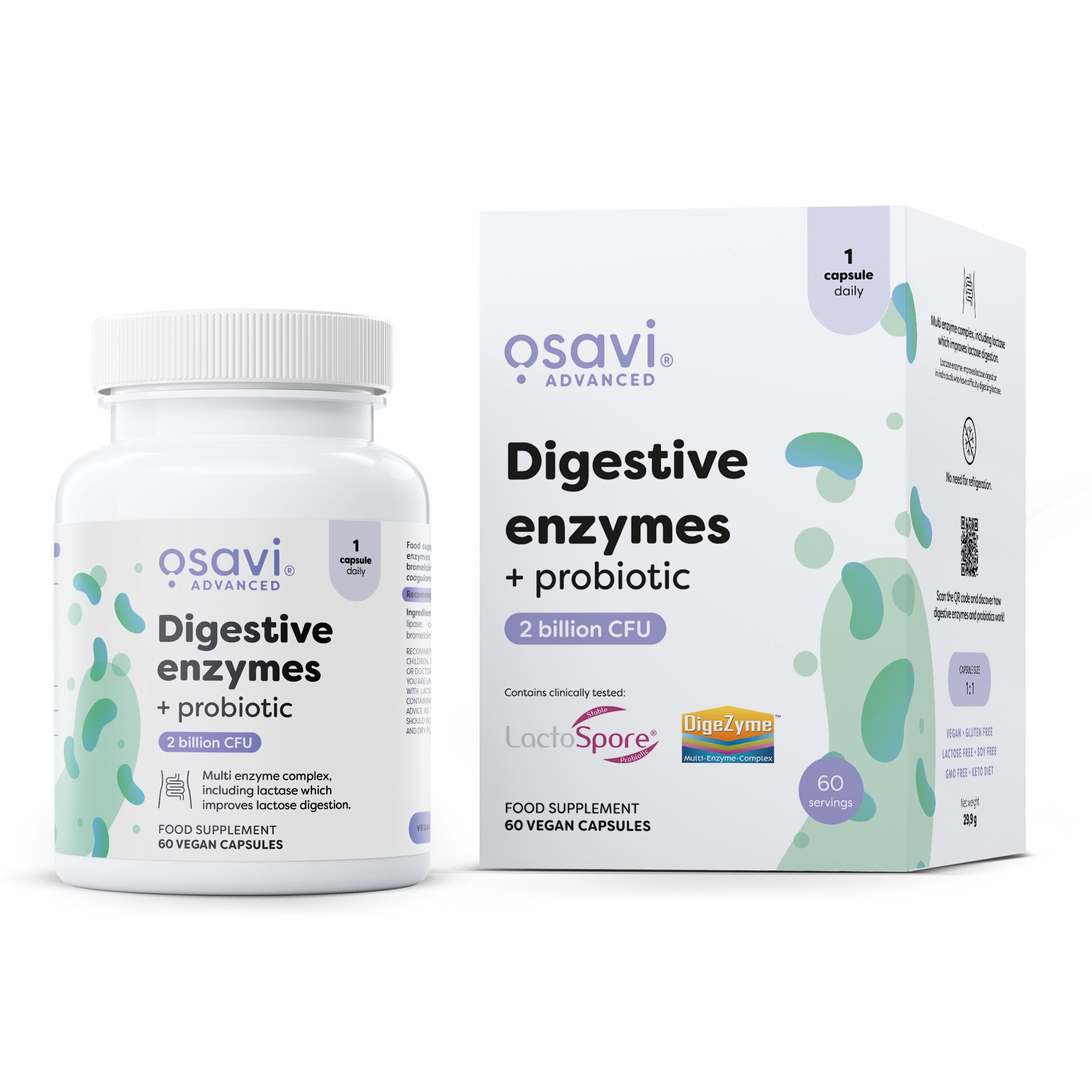 Prebavni encimi + probiotiki – 60 veganskih kapsul – Viking Supplements