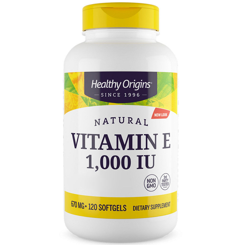 Healthy Origins Naravni vitamin E 1 000 IU, 120 mehkih kapsul - Viking Supplements