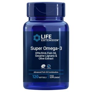 LIFE EXTENSION Super Omega-3 EPA/DHA s sezamovimi lignani in izvlečkom oljk, različica za EU (120 kapsul z enterosolubnim premazom) - Viking Supplements