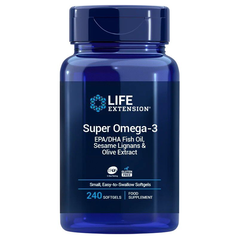 LIFE EXTENSION Super Omega-3 EPA/DHA s sezamovimi lignani in izvlečkom oljk – različica za EU (240 kapsul, ki se zlahka pogoltnejo) – Viking Supplements