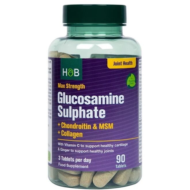 Glukozamin sulfat z največjo močjo + hondroitin in MSM + kolagen – 90 tablet – Viking Supplements