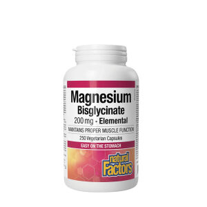 Natural Factors: Čisti magnezijev bisglicinat 200 mg (250 kapsul) – Viking Supplements