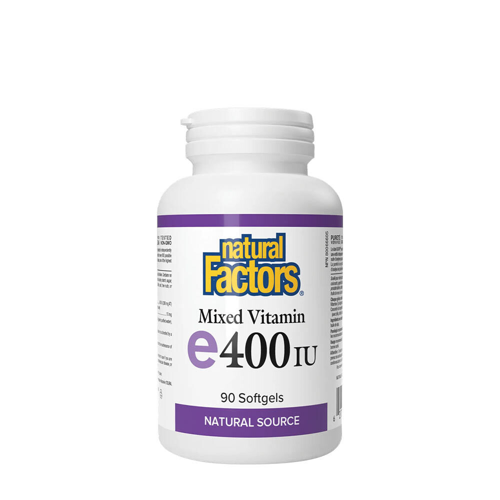Natural Factors Mešana oblika vitamina E iz naravnih virov 400 IU (90 mehkih kapsul) – Viking Supplements