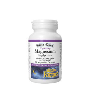 Natural Factors Stress-Relax: magnezijev bisglicinat za nočno uporabo (90 kapsul) - Viking Supplements