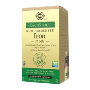 SOLGAR Earth Source® Koji fermentirano železo 27 mg (30 kapsul) – Viking Supplements