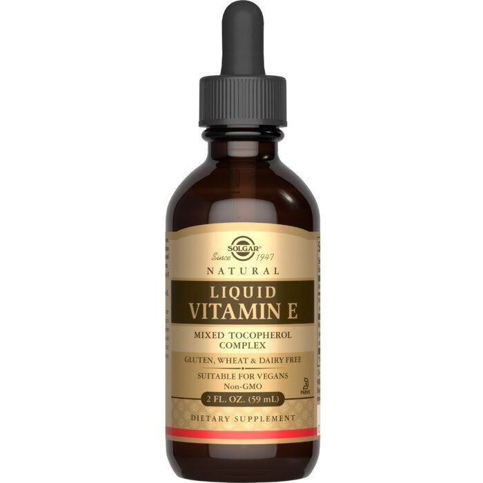 SOLGAR Vitamin E, naravna tekočina (59 ml / 2 fl. oz.) - Viking Supplements