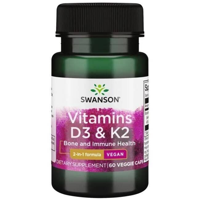 SWANSON Vitamin D3 2000 IU + K2 75 mcg, 60 kapsul – Viking Supplements