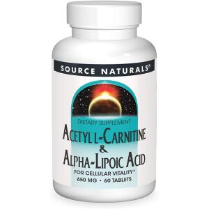 Source Naturals Acetil-L-karnitin in alfa-lipoična kislina 650 mg, 60 rastlinskih tablet – Viking Supplements