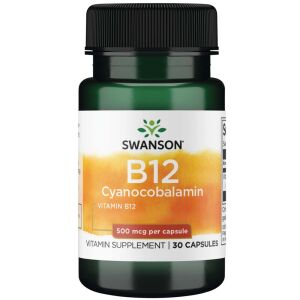 Swanson Vitamin B12 (cianokobalamin) 500 mcg, 30 kapsul – Viking Supplements