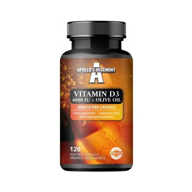 Vitamin D3 4000 IU + oljčno olje – 120 mehkih kapsul – Viking Supplements