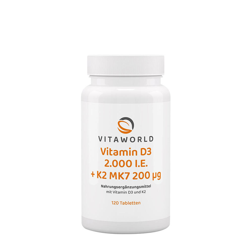 Vitaworld Vitamin D3 2000 IU + K2 MK7 200 mcg (120 tablet) - Viking Supplements